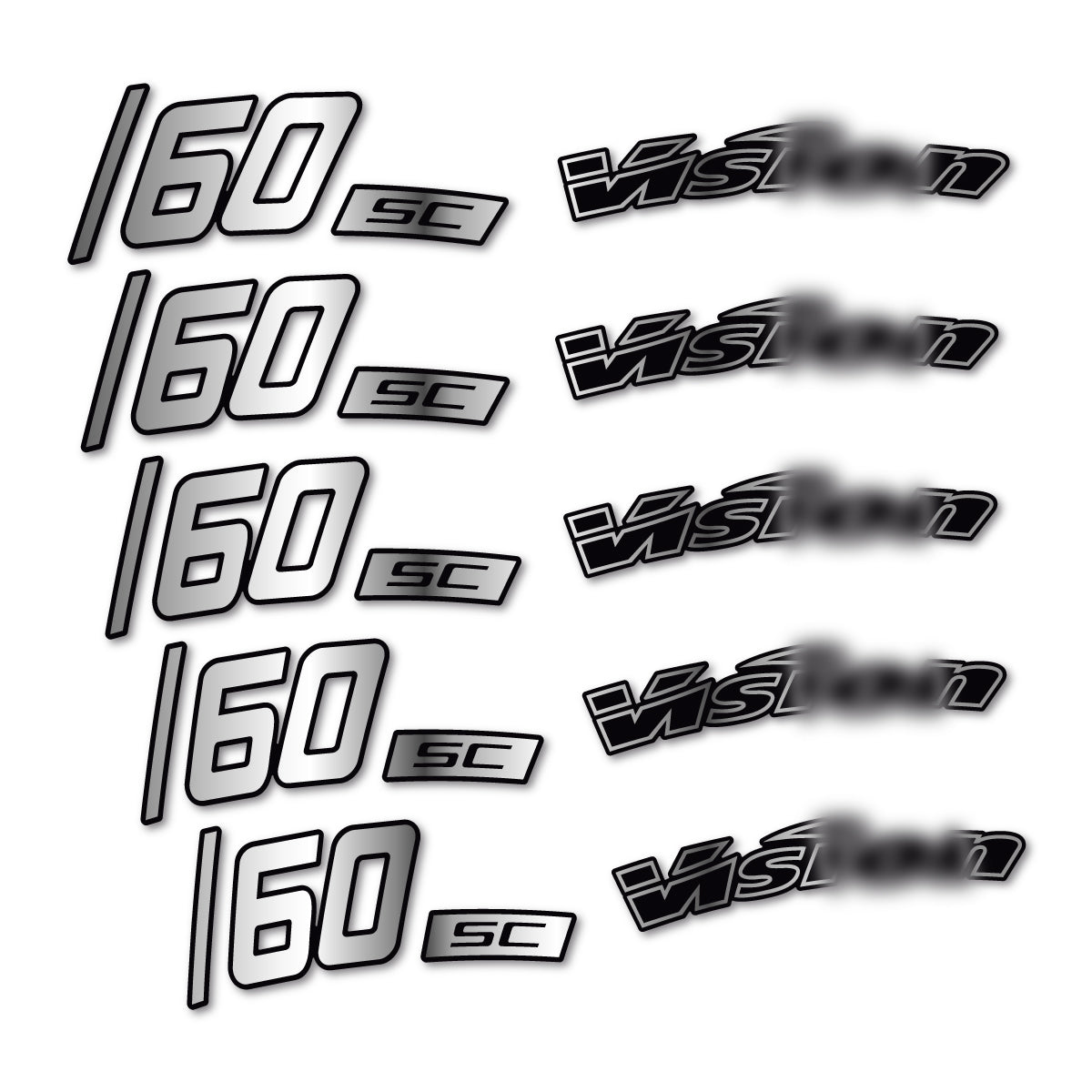 Stickers compatibles Visixn SC 60 i23 Disc pour jantes route 60 mm – autocollants vinyle - Argent Chromé
