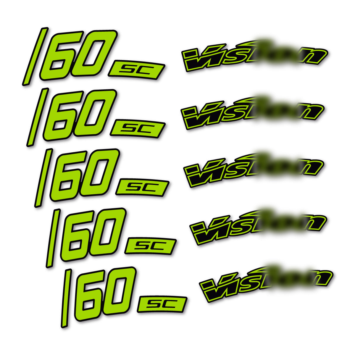 Stickers compatibles Visixn SC 60 i23 Disc pour jantes route 60 mm – autocollants vinyle - Vert Citron