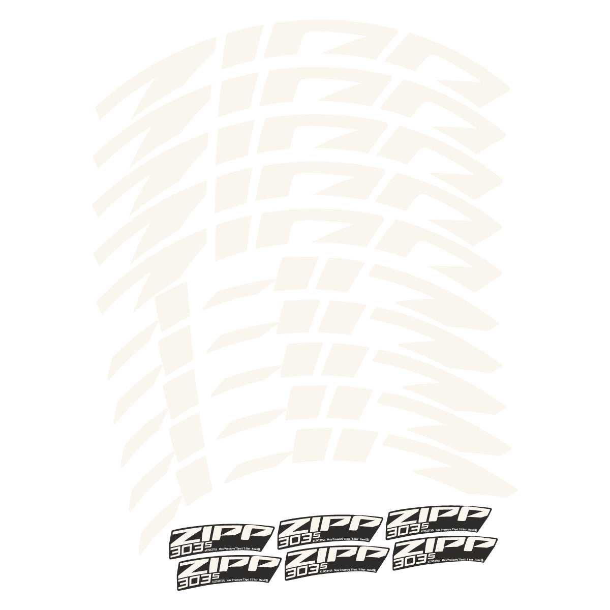 Stickers compatibles Zipp 303 S 2022-2026 pour jantes route 45 mm – autocollants vinyle - Blanc Cassé