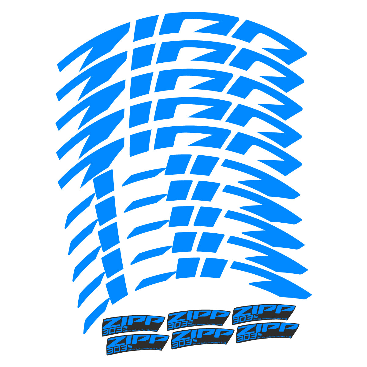 Stickers compatibles Zipp 303 S 2022-2026 pour jantes route 45 mm – autocollants vinyle - Cyan Lumineux