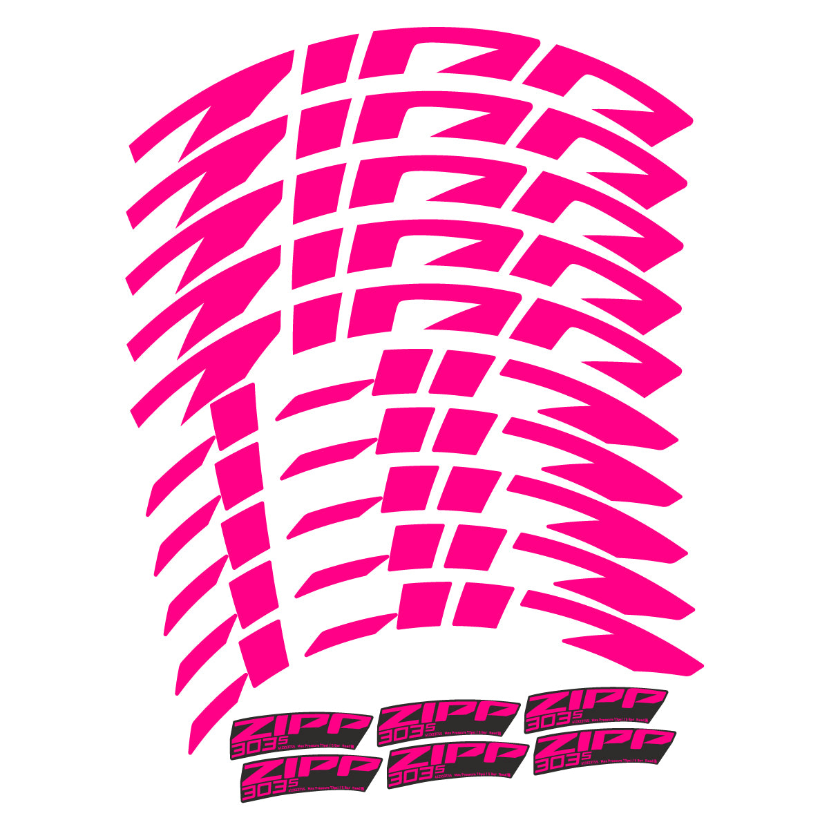 Stickers compatibles Zipp 303 S 2022-2026 pour jantes route 45 mm – autocollants vinyle - Fuchsia