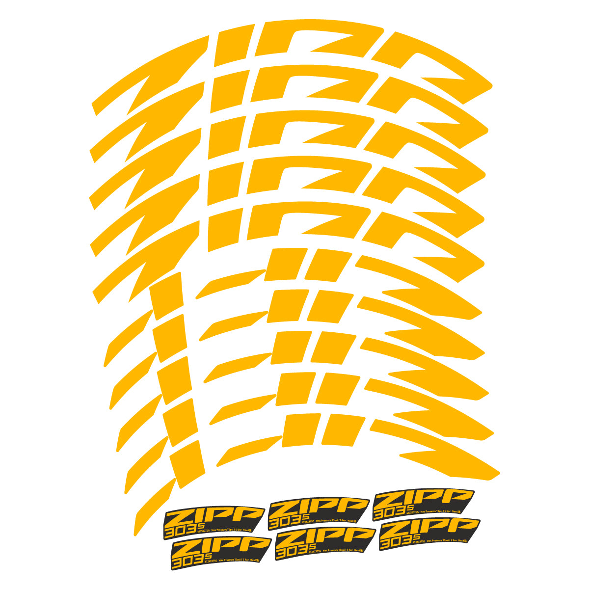 Stickers compatibles Zipp 303 S 2022-2026 pour jantes route 45 mm – autocollants vinyle - Jaune Moyen