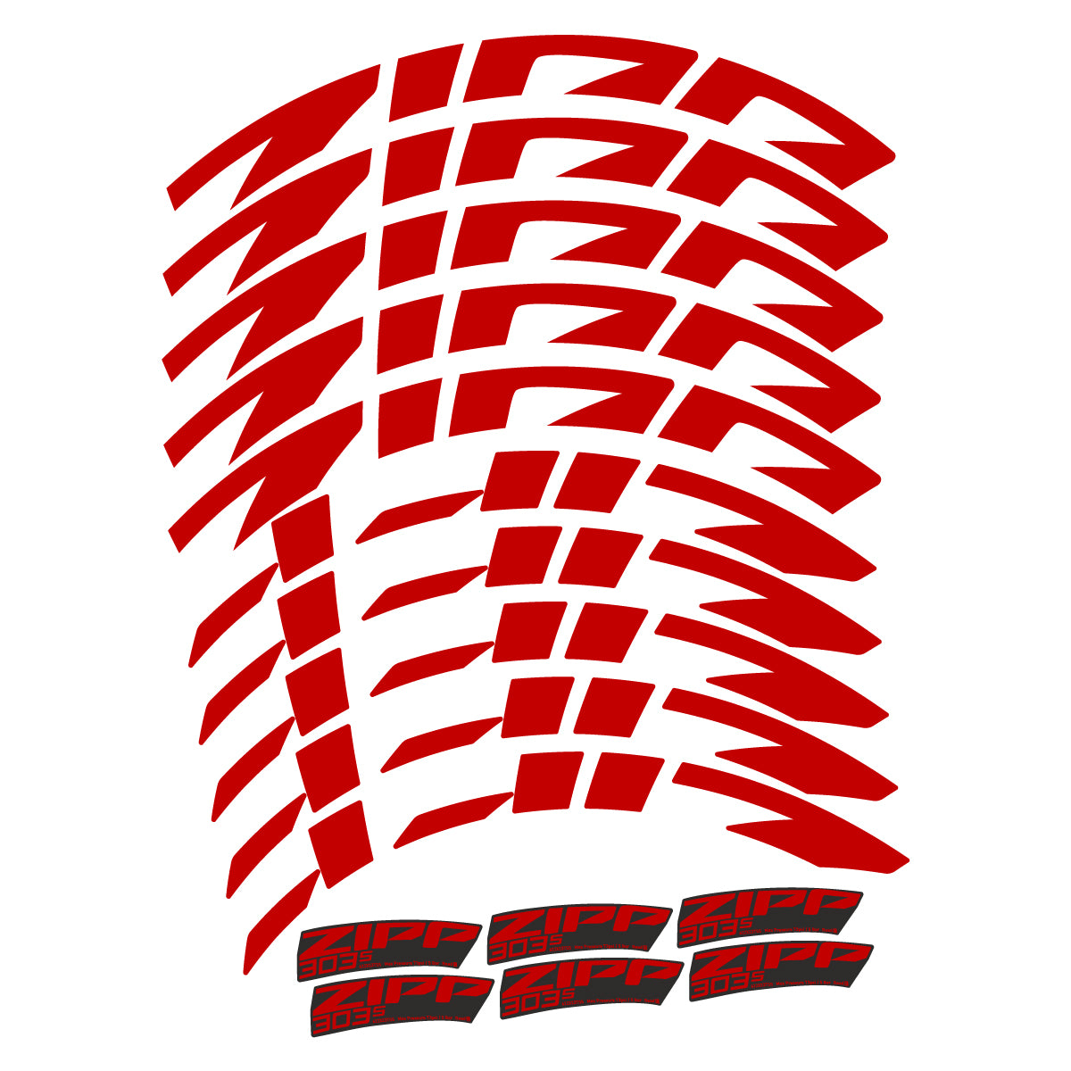Stickers compatibles Zipp 303 S 2022-2026 pour jantes route 45 mm – autocollants vinyle - Rouge Moyen