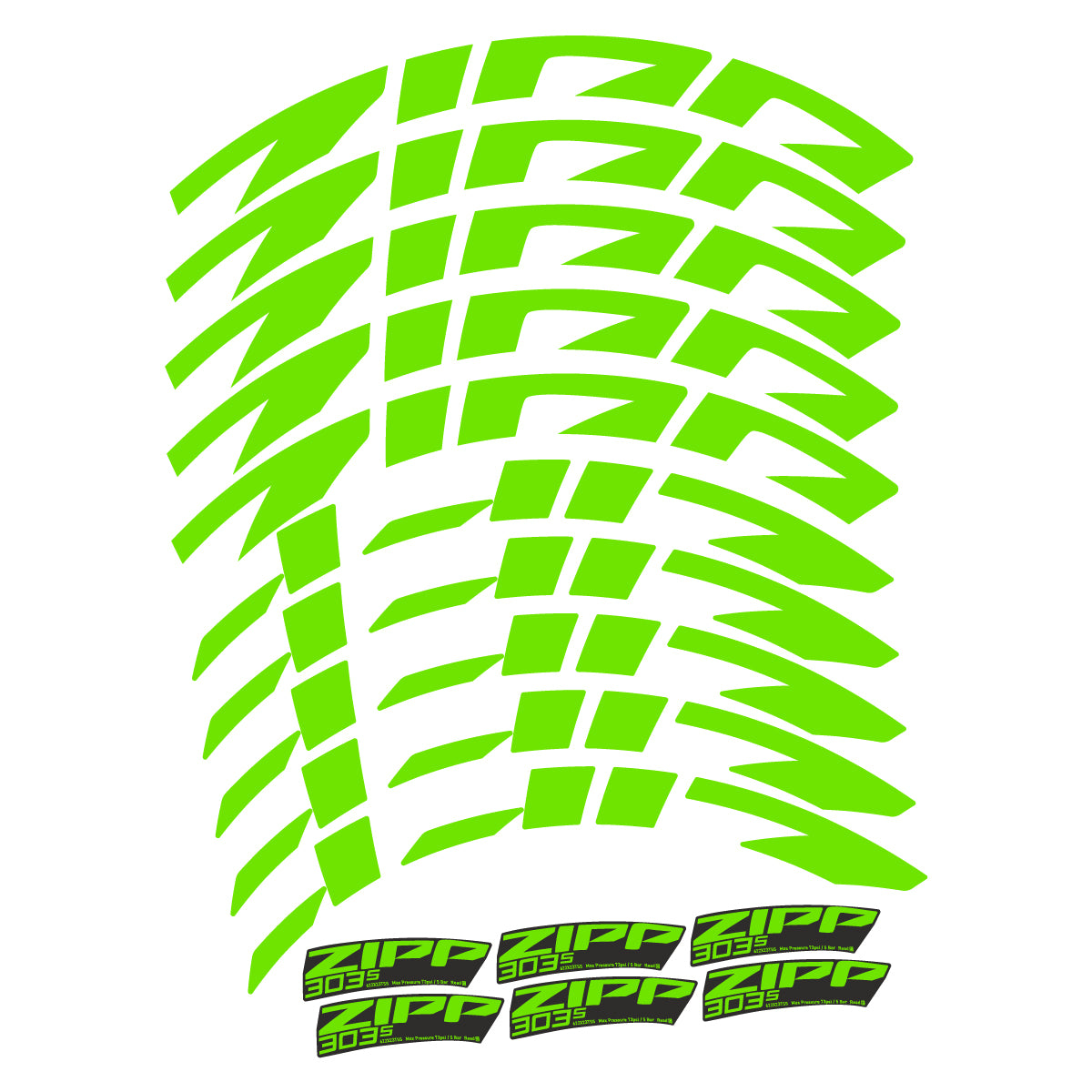 Stickers compatibles Zipp 303 S 2022-2026 pour jantes route 45 mm – autocollants vinyle - Vert Pistache