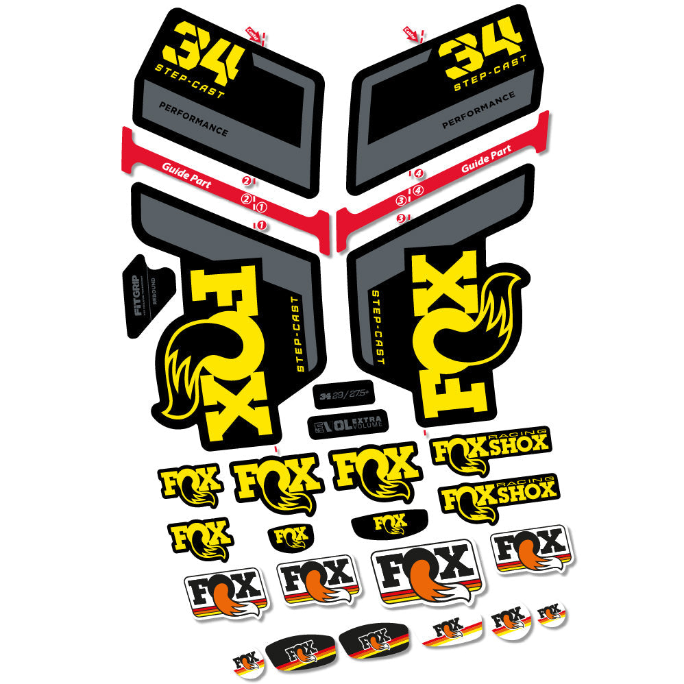 Stickers FOX 34 Step Cast Performance compatibles Autocollants fourche VTT 29"