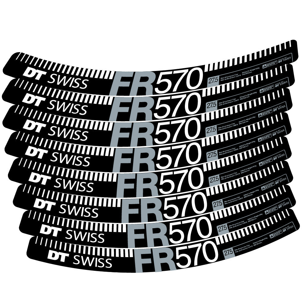 Stickers DT Swiss FR 570 compatibles - Autocollants roue vélo VTT