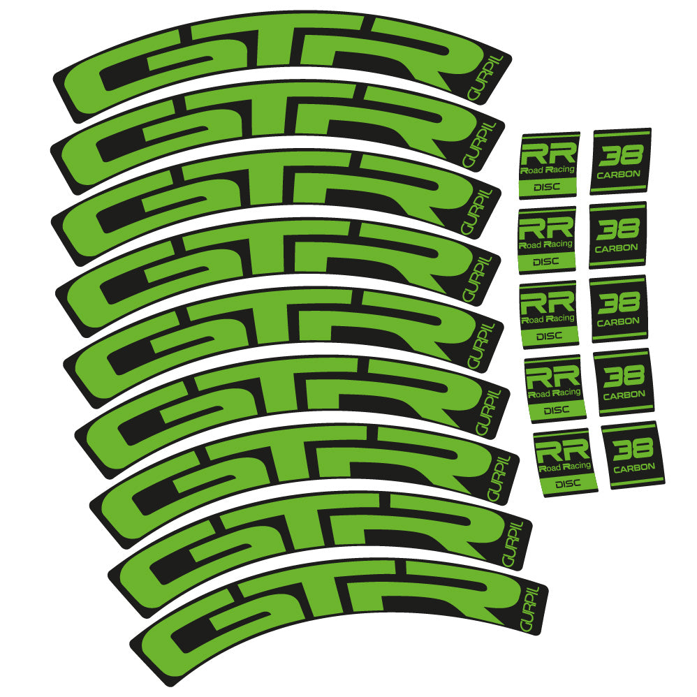 Stickers Gurpil GTR RR Road Racing Disc 38 Carbon compatibles Autocollants roues Route