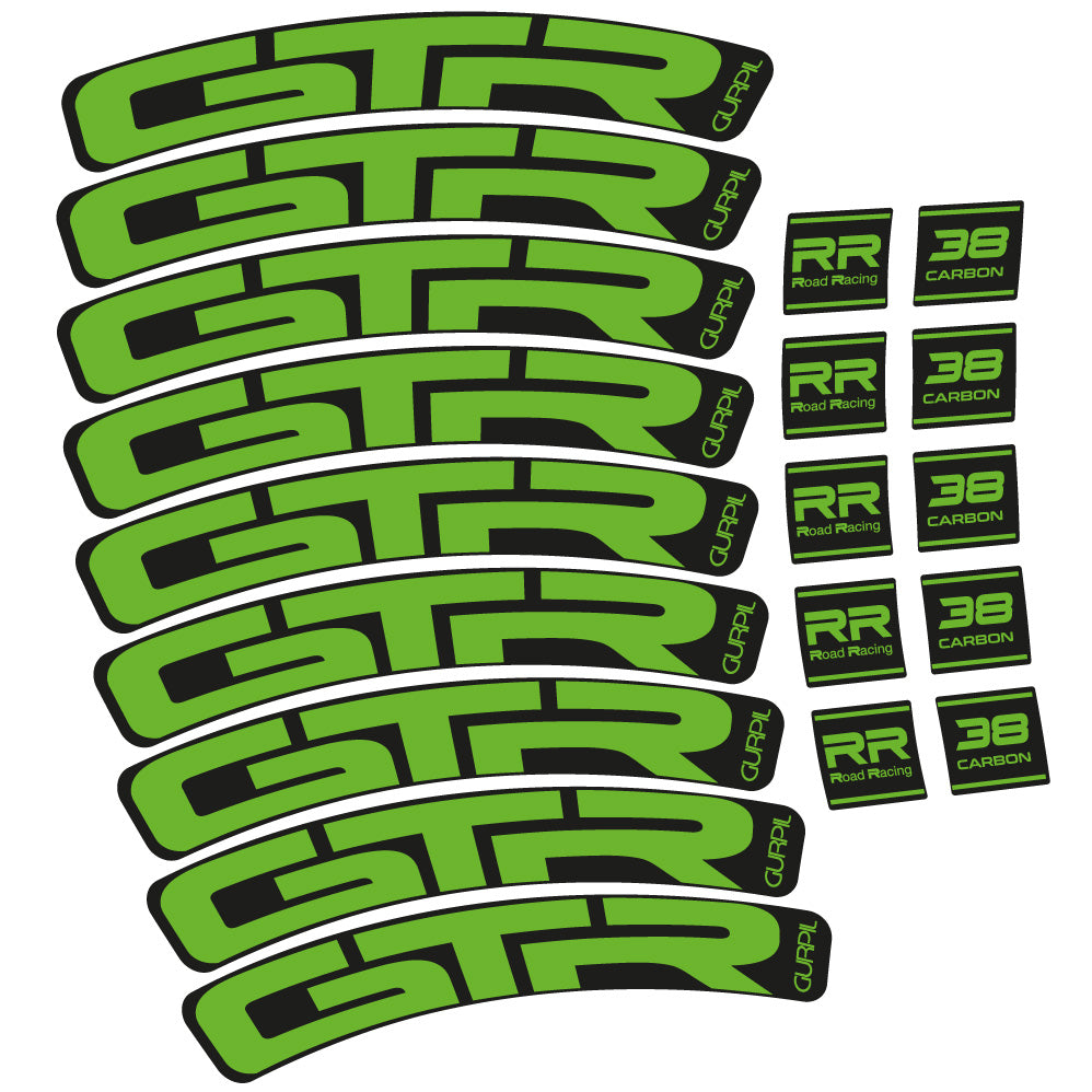 Stickers Gurpil GTR RR Road Racing 38 Carbon compatibles Autocollants roues Route