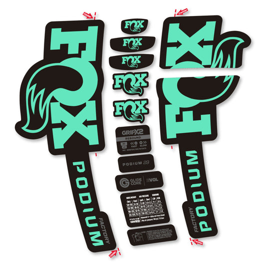 Stickers Compatible Decal Fox Podium Factory 2025 compatibles - Autocollants fourche VTT