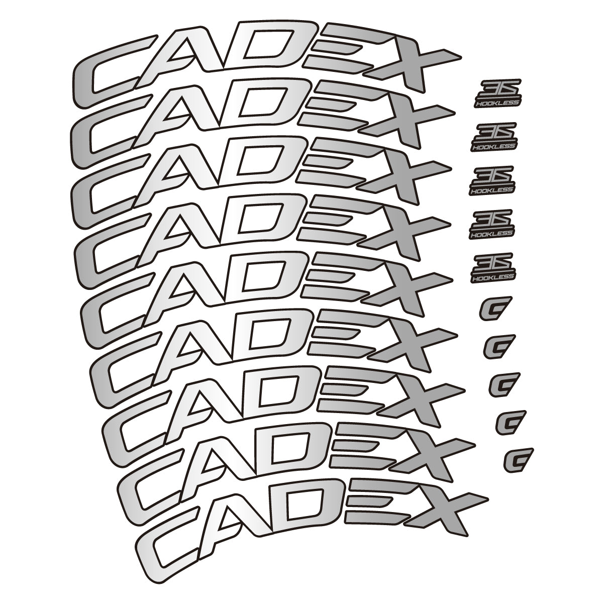 Stickers CADEX 36 Disc 2021-2026 pour jantes route 36 mm – autocollants vinyle - Argent