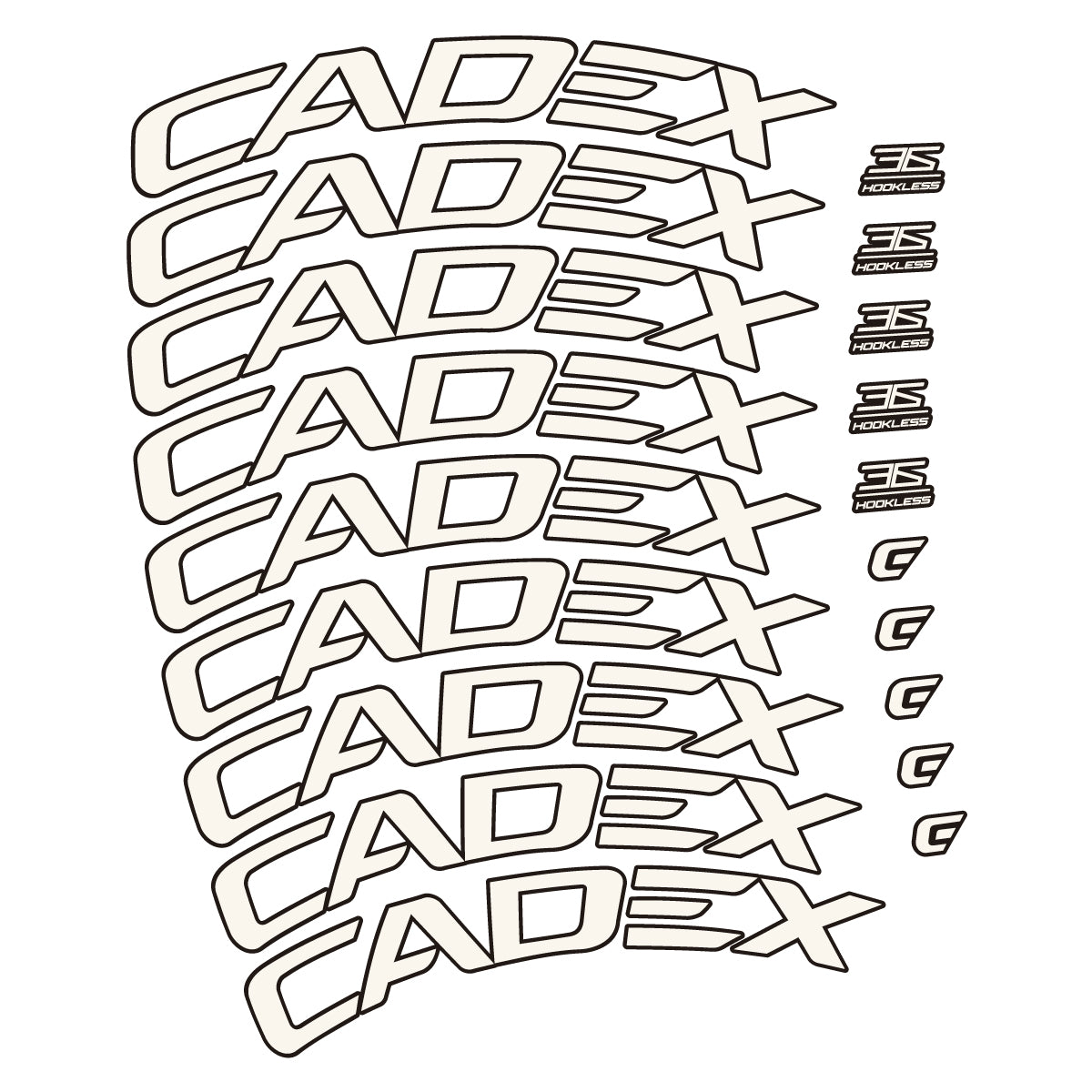 Stickers CADEX 36 Disc 2021-2026 pour jantes route 36 mm – autocollants vinyle - Blanc Cassé