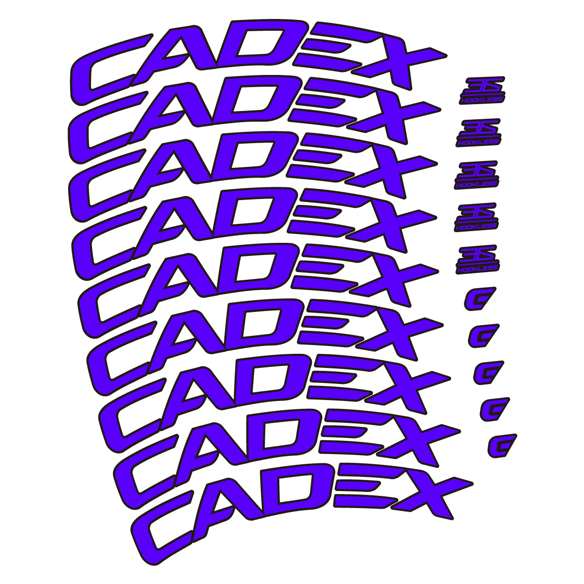 Stickers CADEX 36 Disc 2021-2026 pour jantes route 36 mm – autocollants vinyle - Bleu Reflex