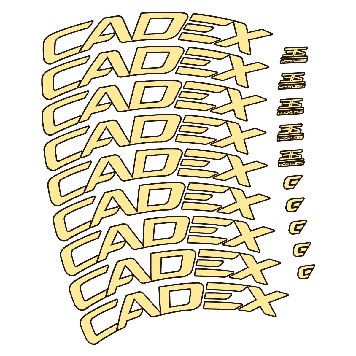 Stickers CADEX 36 Disc 2021-2026 pour jantes route 36 mm – autocollants vinyle - Crème