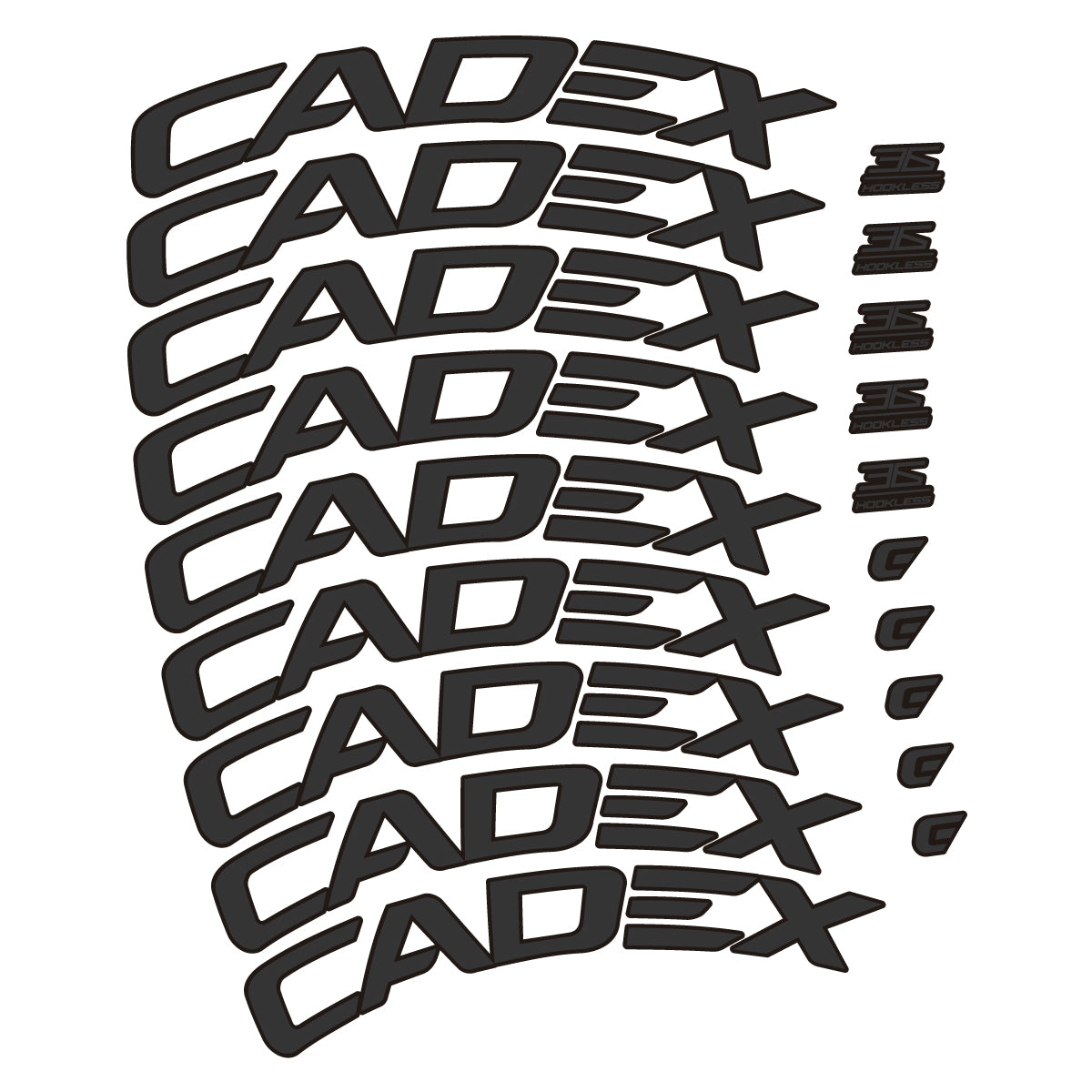 Stickers CADEX 36 Disc 2021-2026 pour jantes route 36 mm – autocollants vinyle - Gris Anthracite