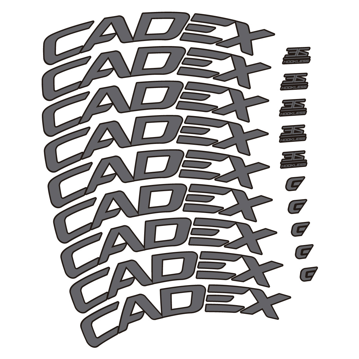 Stickers CADEX 36 Disc 2021-2026 pour jantes route 36 mm – autocollants vinyle - Gris Mystique