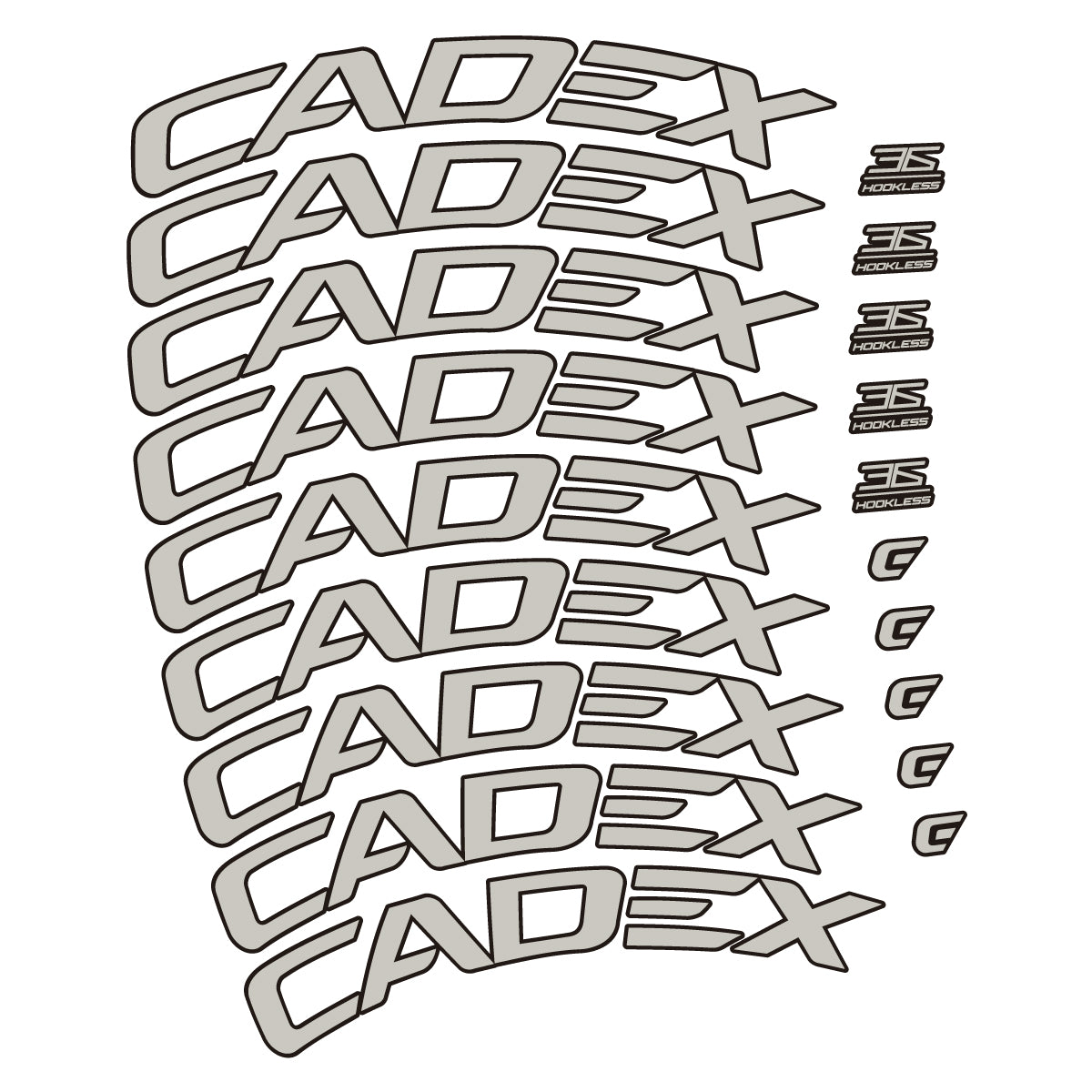 Stickers CADEX 36 Disc 2021-2026 pour jantes route 36 mm – autocollants vinyle - Gris Pastel
