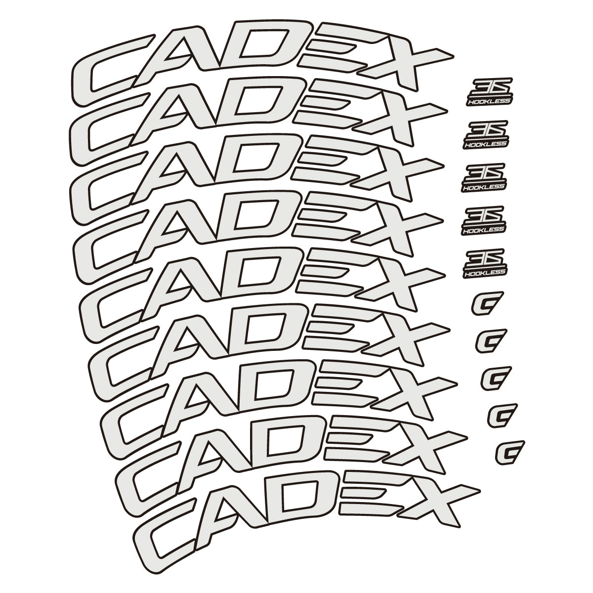 Stickers CADEX 36 Disc 2021-2026 pour jantes route 36 mm – autocollants vinyle - Gris Perle