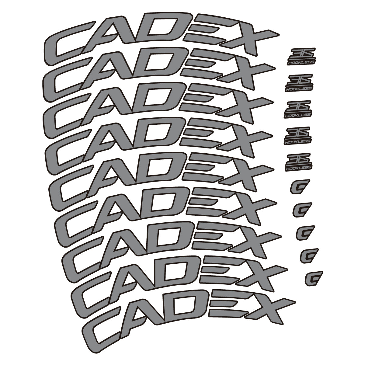 Stickers CADEX 36 Disc 2021-2026 pour jantes route 36 mm – autocollants vinyle - Gris Souris