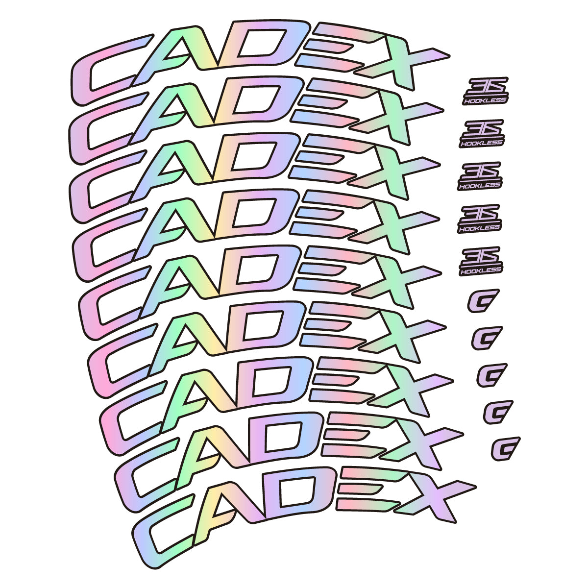 Stickers CADEX 36 Disc 2021-2026 pour jantes route 36 mm – autocollants vinyle - Holographique