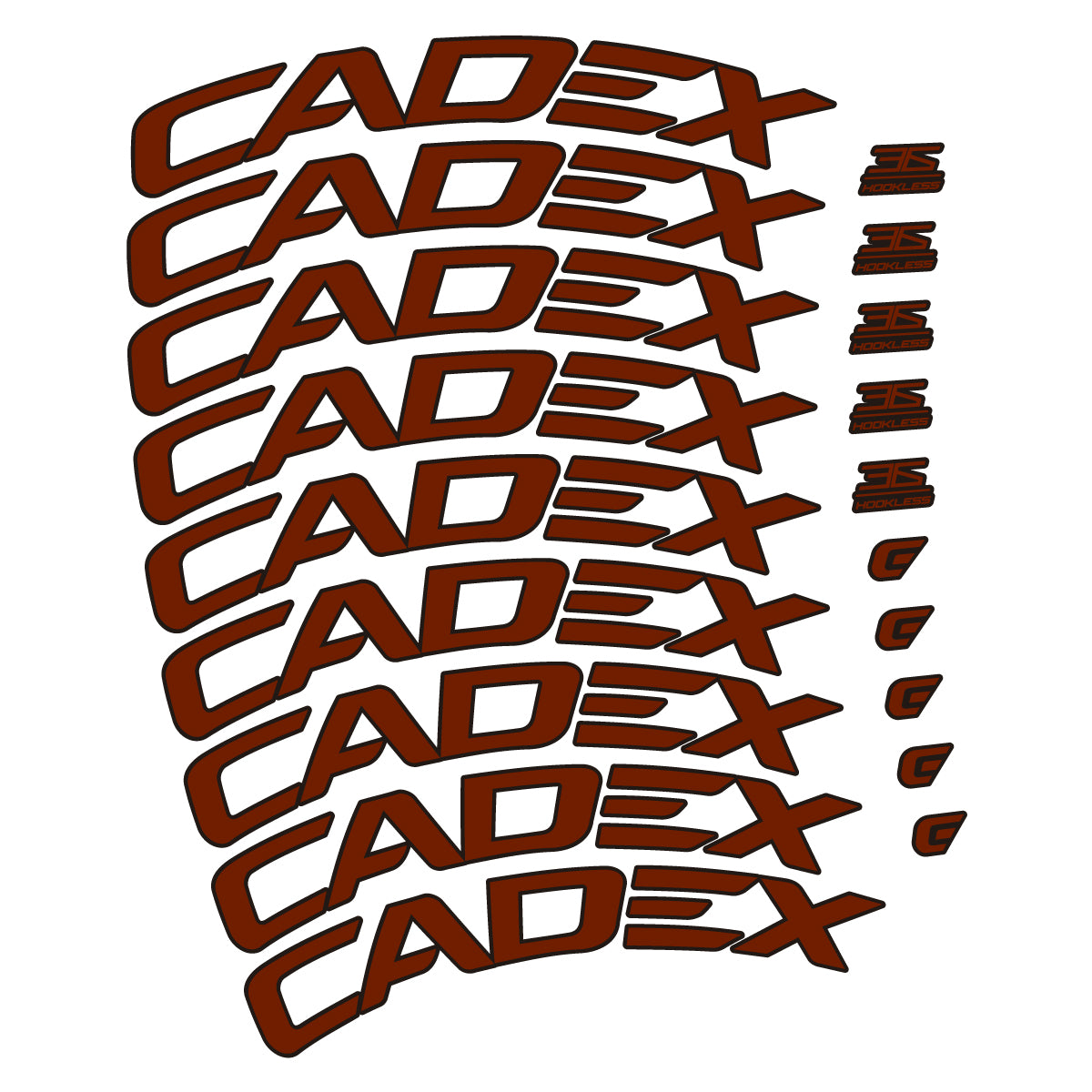 Stickers CADEX 36 Disc 2021-2026 pour jantes route 36 mm – autocollants vinyle - Marron
