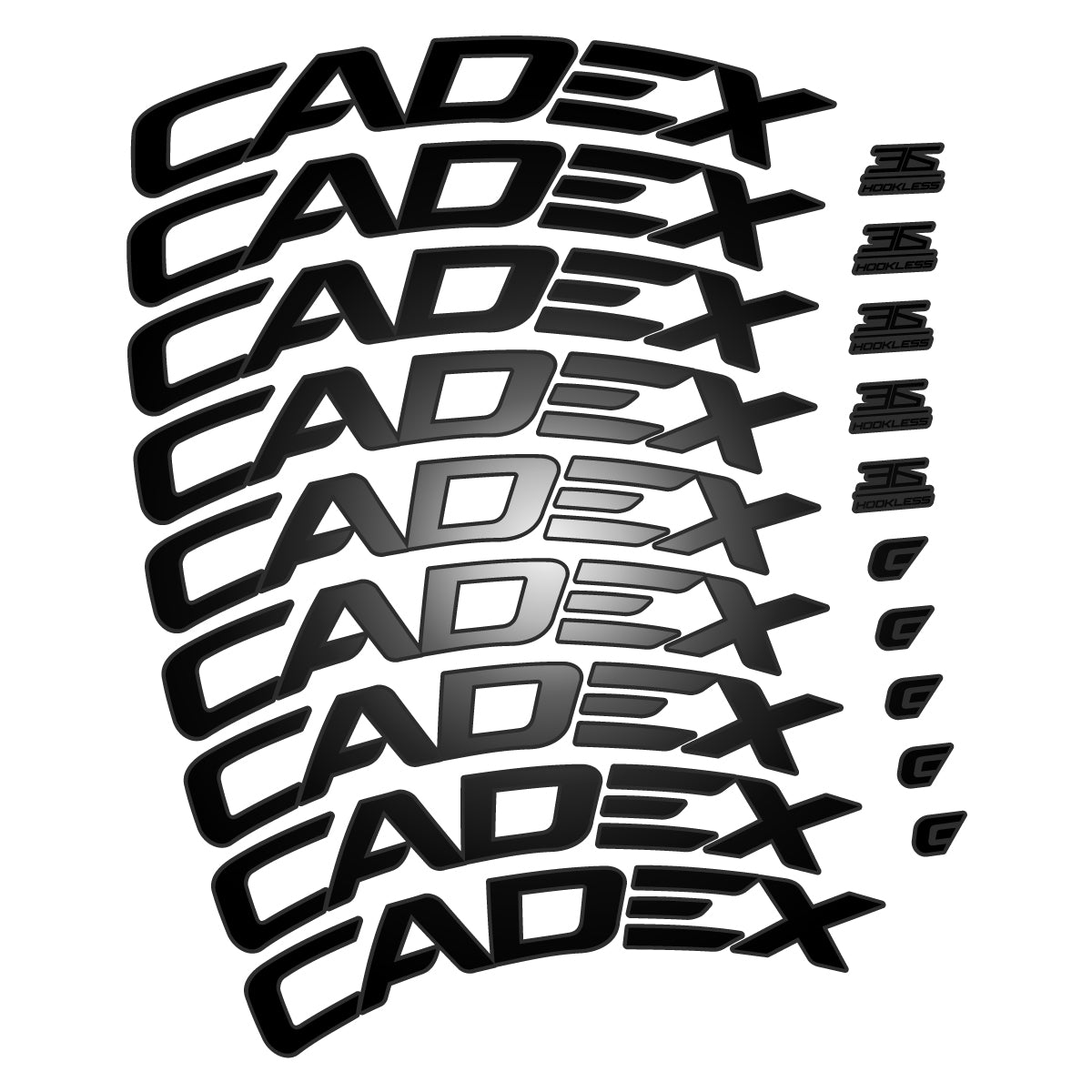 Stickers CADEX 36 Disc 2021-2026 pour jantes route 36 mm – autocollants vinyle - Noir