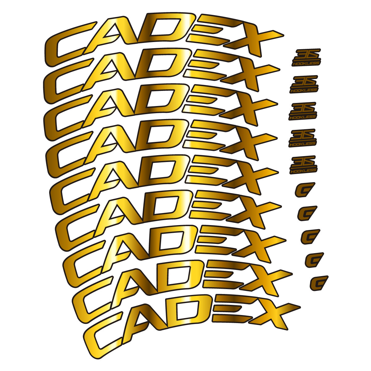 Stickers CADEX 36 Disc 2021-2026 pour jantes route 36 mm – autocollants vinyle - Or Chromé