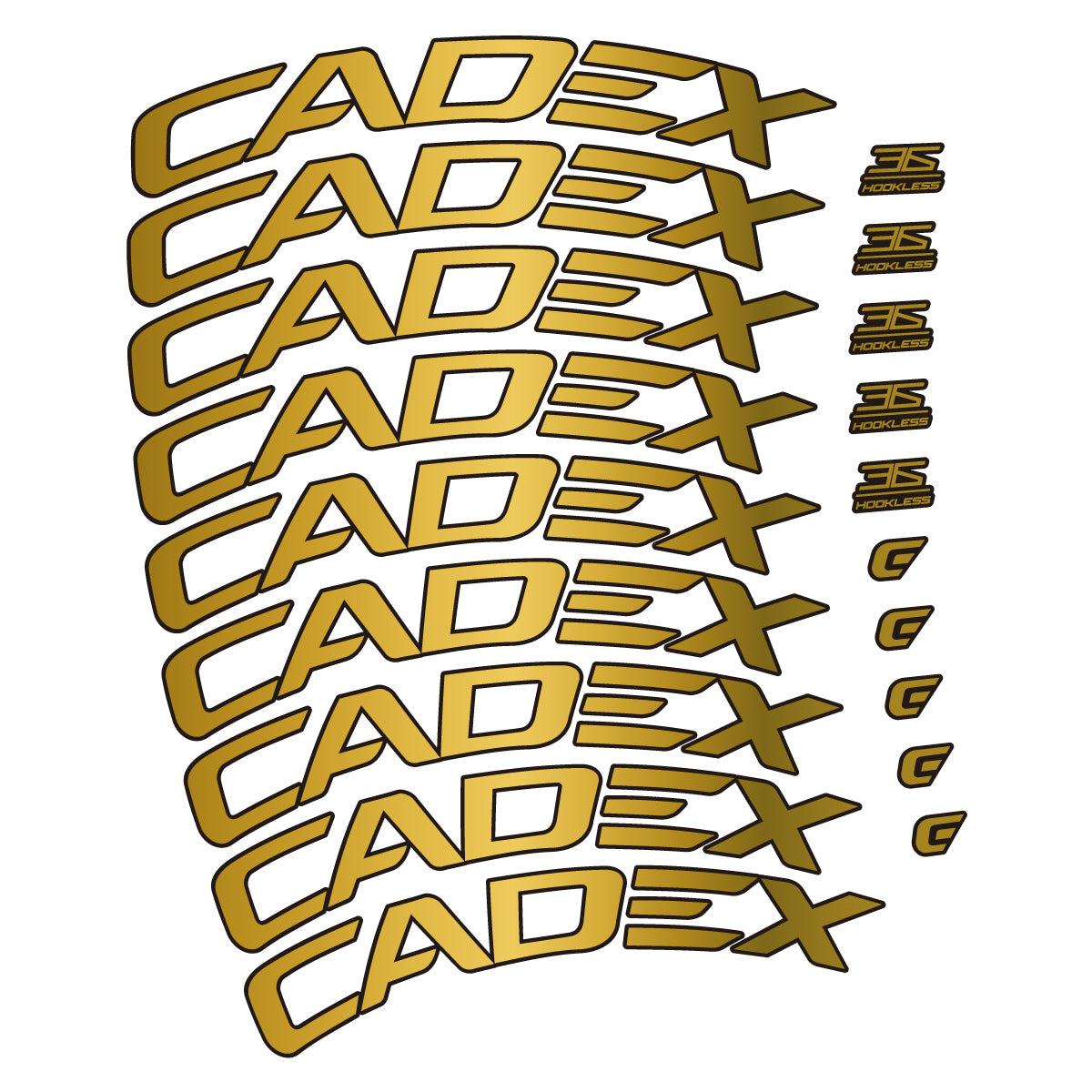 Stickers CADEX 36 Disc 2021-2026 pour jantes route 36 mm – autocollants vinyle - Or