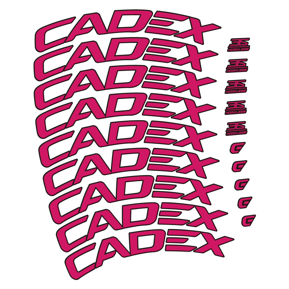 Stickers CADEX 36 Disc 2021-2026 pour jantes route 36 mm – autocollants vinyle - Rose Foncé