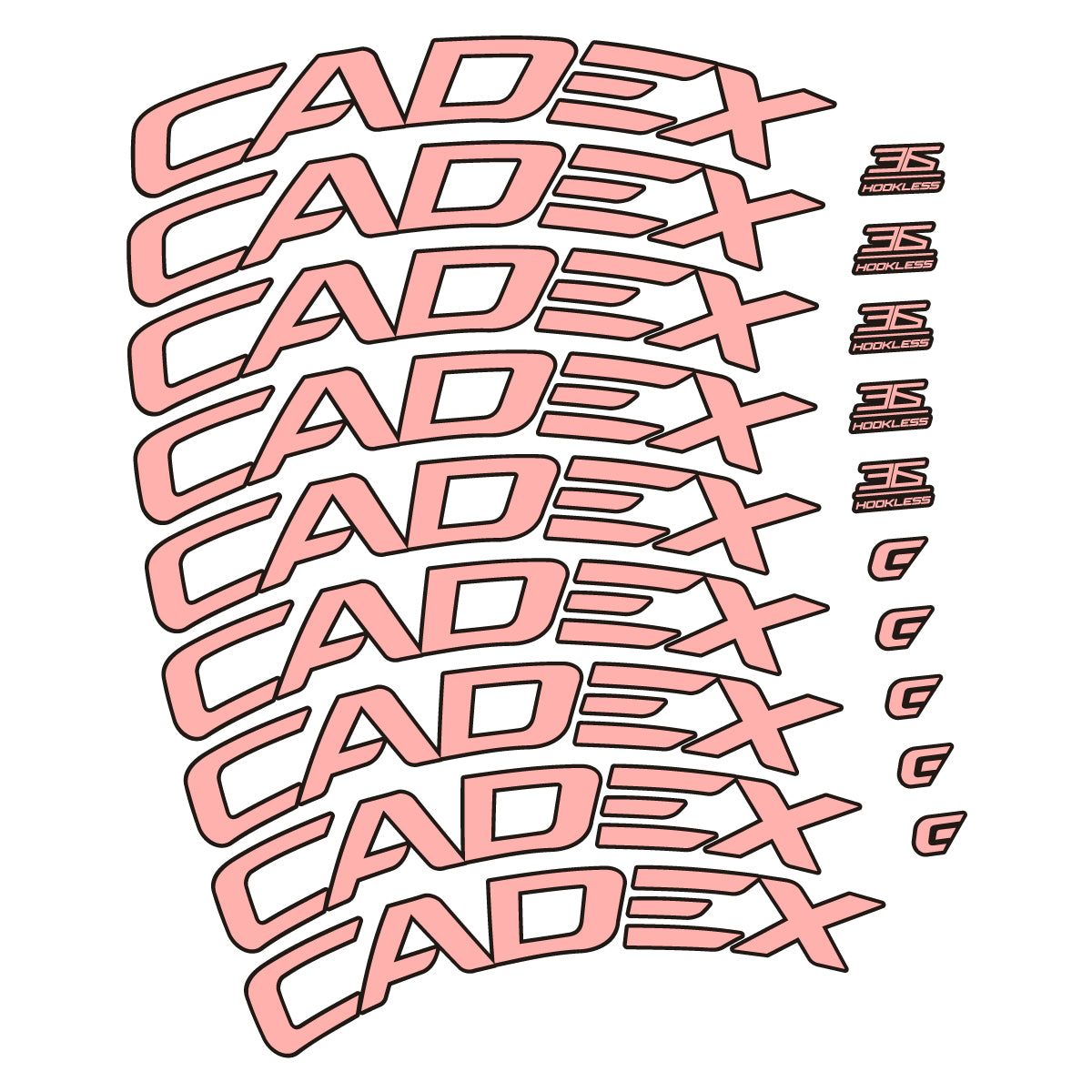 Stickers CADEX 36 Disc 2021-2026 pour jantes route 36 mm – autocollants vinyle - Rose Saumon
