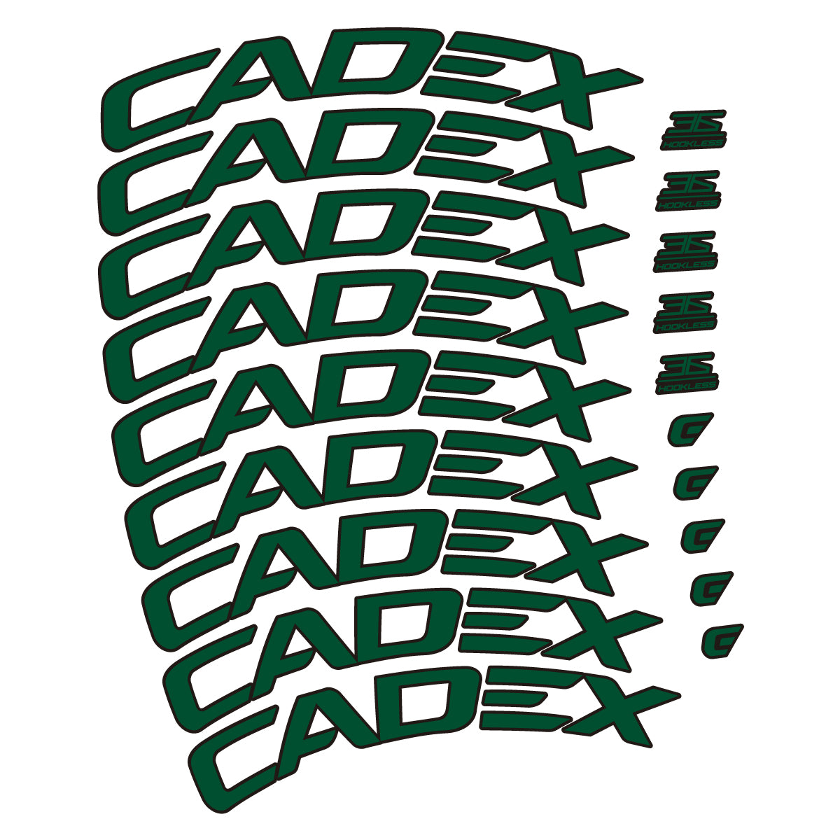 Stickers CADEX 36 Disc 2021-2026 pour jantes route 36 mm – autocollants vinyle - Vert Foncé