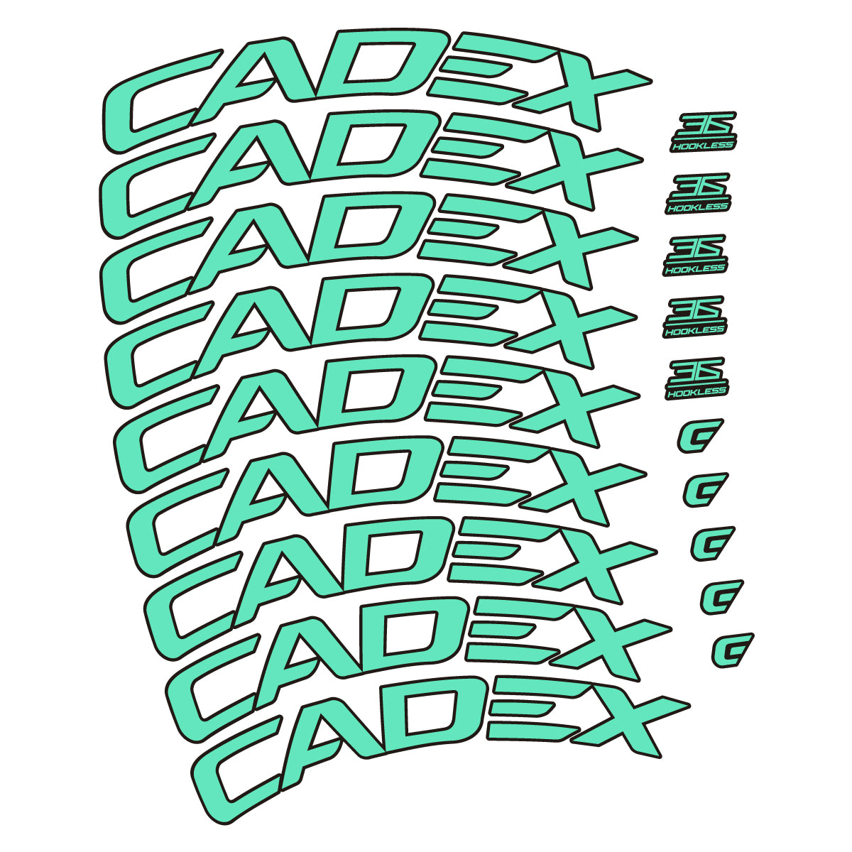 Stickers CADEX 36 Disc 2021-2026 pour jantes route 36 mm – autocollants vinyle - Vert Menthe