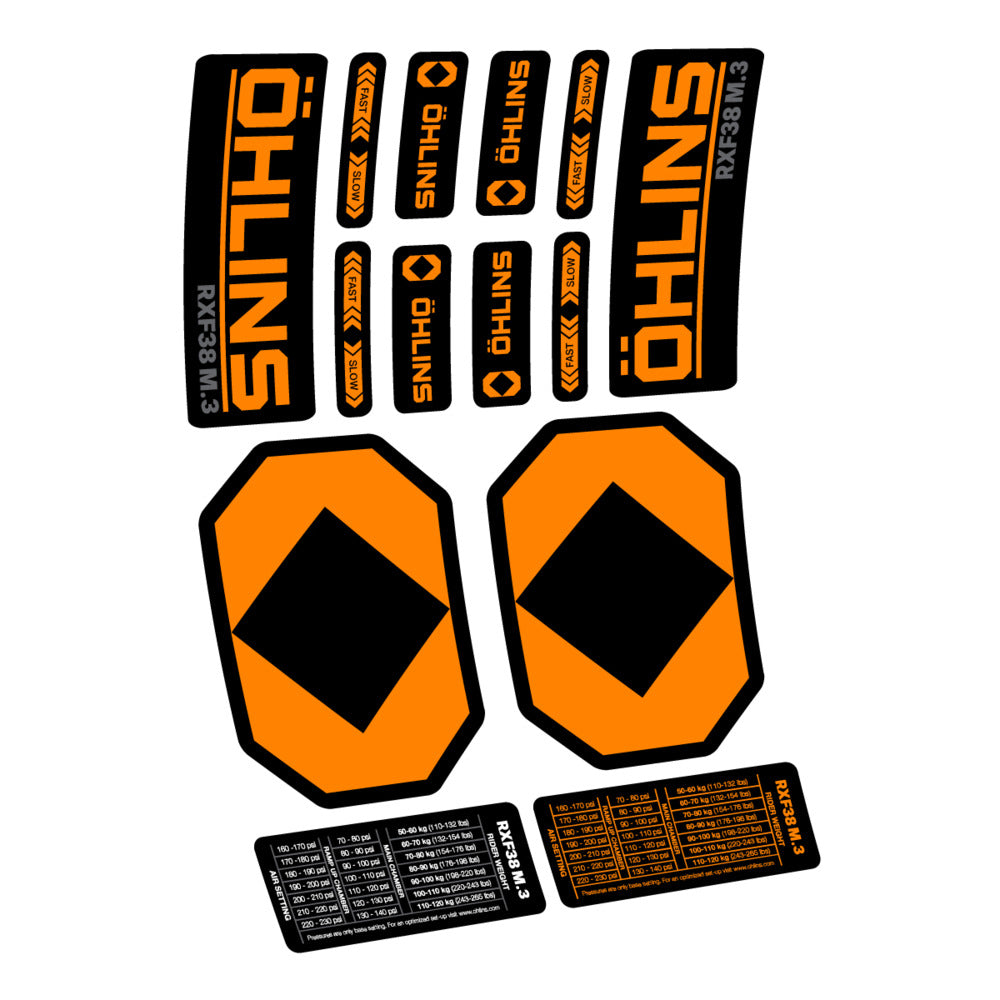 Stickers Öhlins RXF 38 M3 2027 compatibles - Autocollants fourche VTT