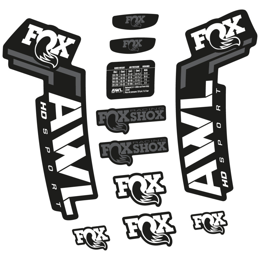Stickers Compatible Decal Fox AWL HD Sport 2025 compatibles - Autocollants fourche VTT