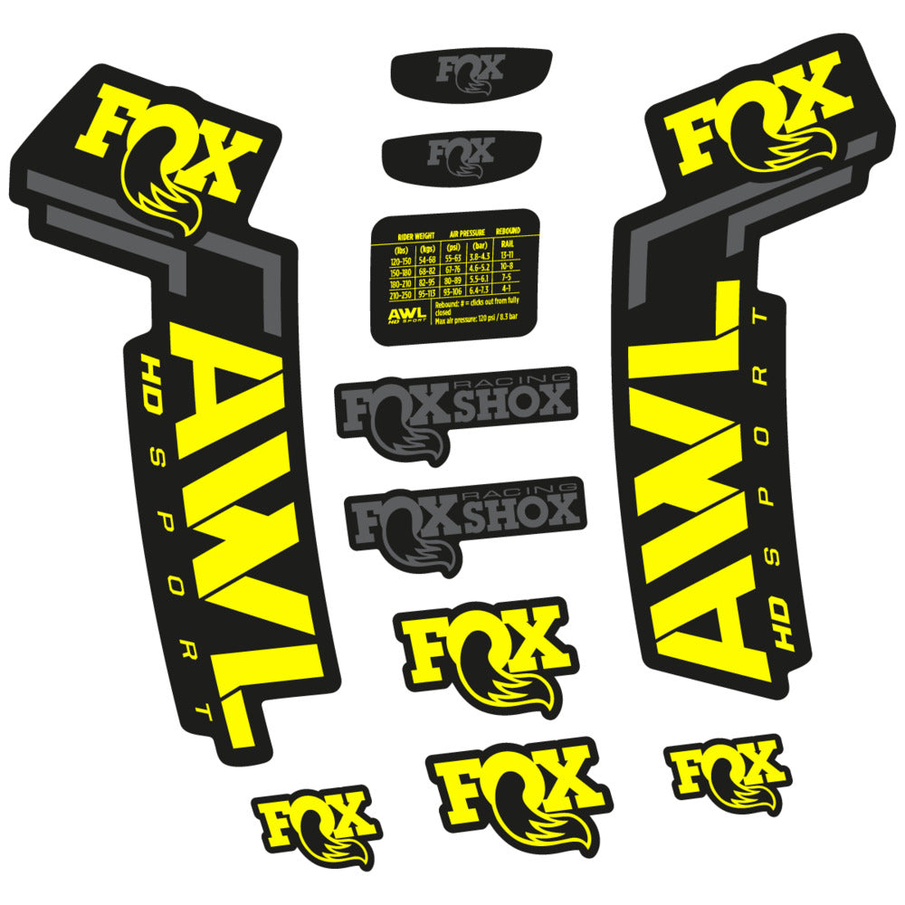 Stickers Compatible Decal Fox AWL HD Sport 2025 compatibles - Autocollants fourche VTT