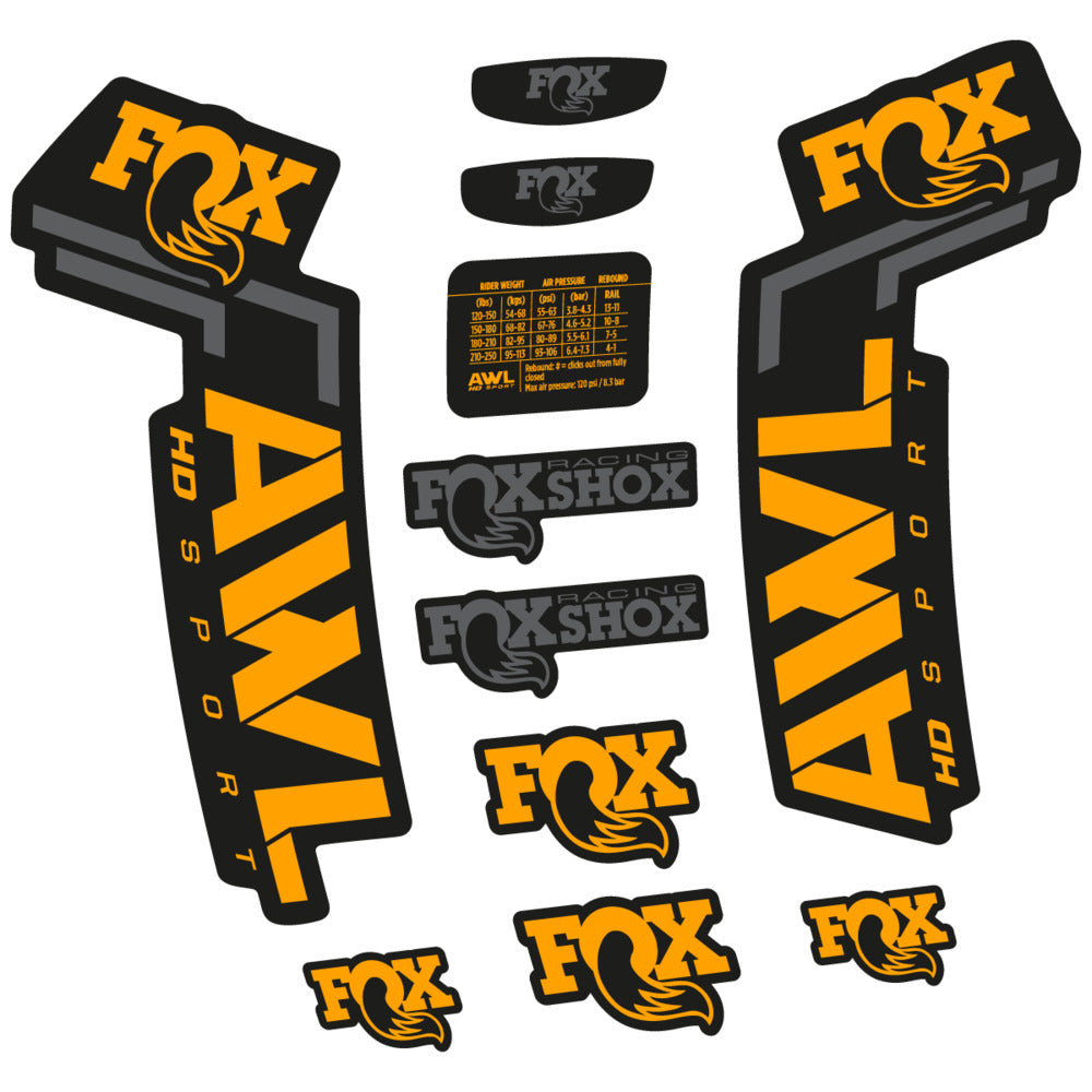 Stickers Compatible Decal Fox AWL HD Sport 2025 compatibles - Autocollants fourche VTT