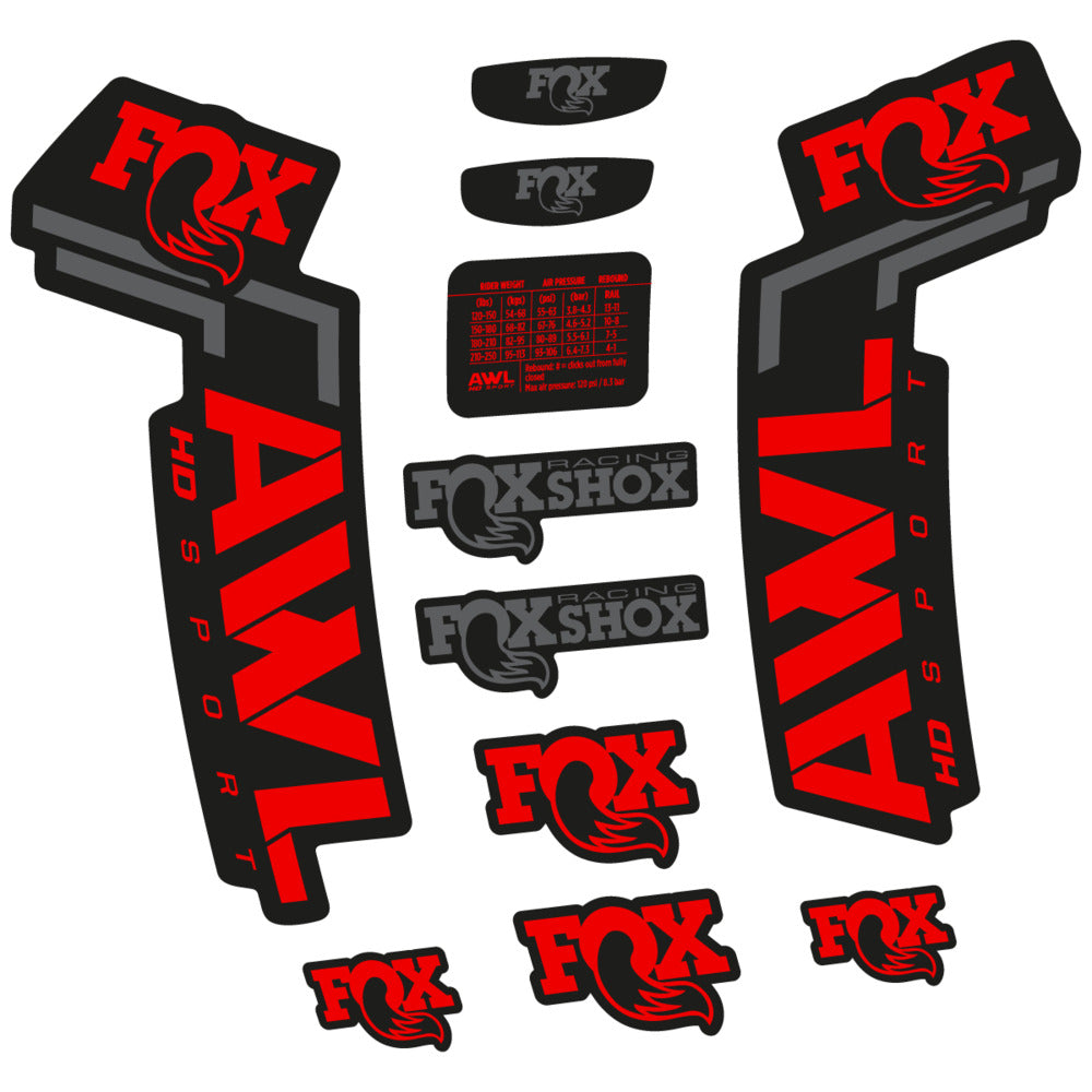 Stickers Compatible Decal Fox AWL HD Sport 2025 compatibles - Autocollants fourche VTT