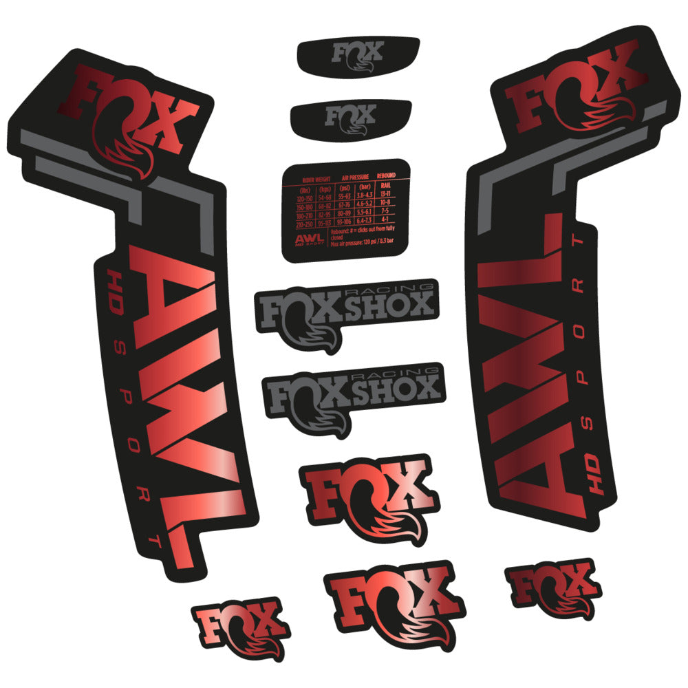 Stickers Compatible Decal Fox AWL HD Sport 2025 compatibles - Autocollants fourche VTT