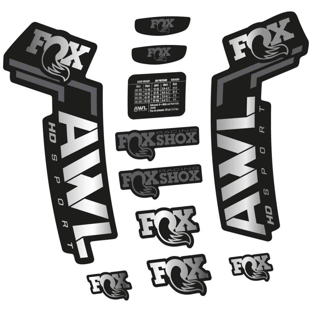 Stickers Compatible Decal Fox AWL HD Sport 2025 compatibles - Autocollants fourche VTT