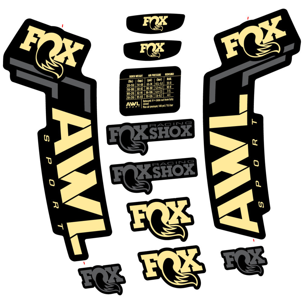 Stickers Compatible Decal Fox AWL Sport 2025 compatibles - Autocollants fourche VTT