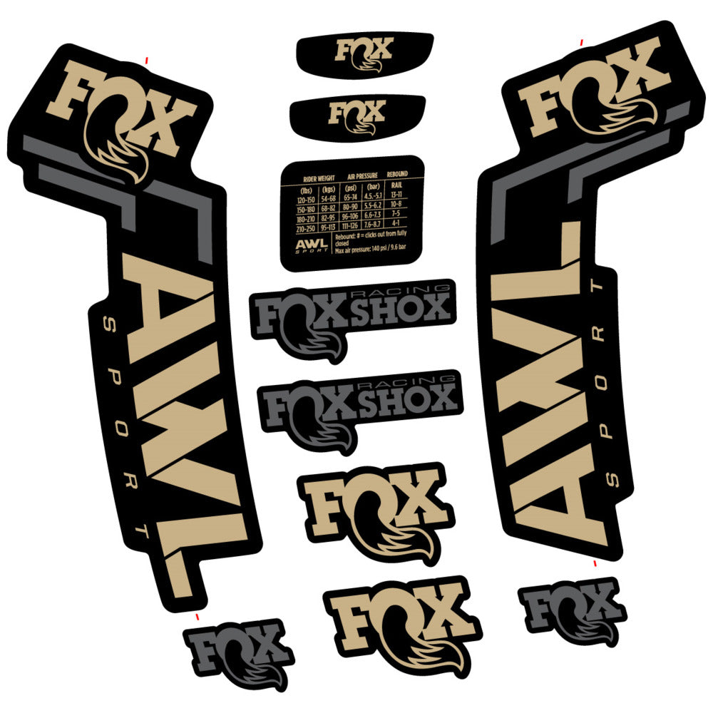 Stickers Compatible Decal Fox AWL Sport 2025 compatibles - Autocollants fourche VTT