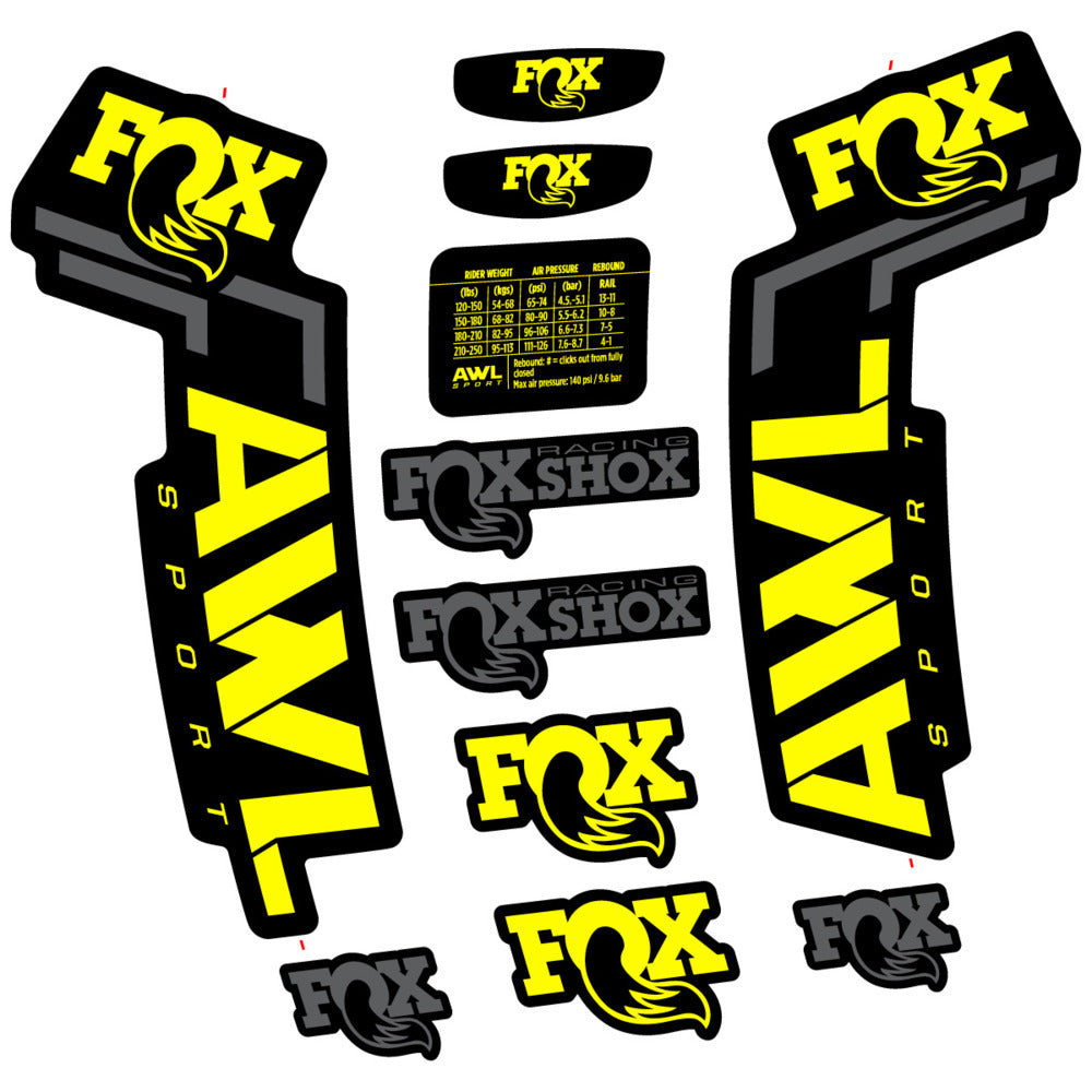 Stickers Compatible Decal Fox AWL Sport 2025 compatibles - Autocollants fourche VTT