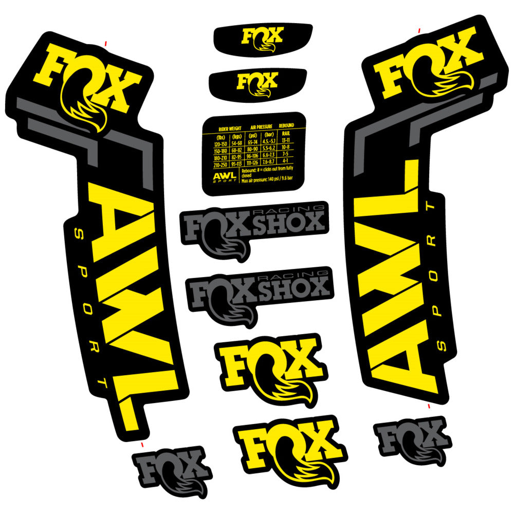 Stickers Compatible Decal Fox AWL Sport 2025 compatibles - Autocollants fourche VTT