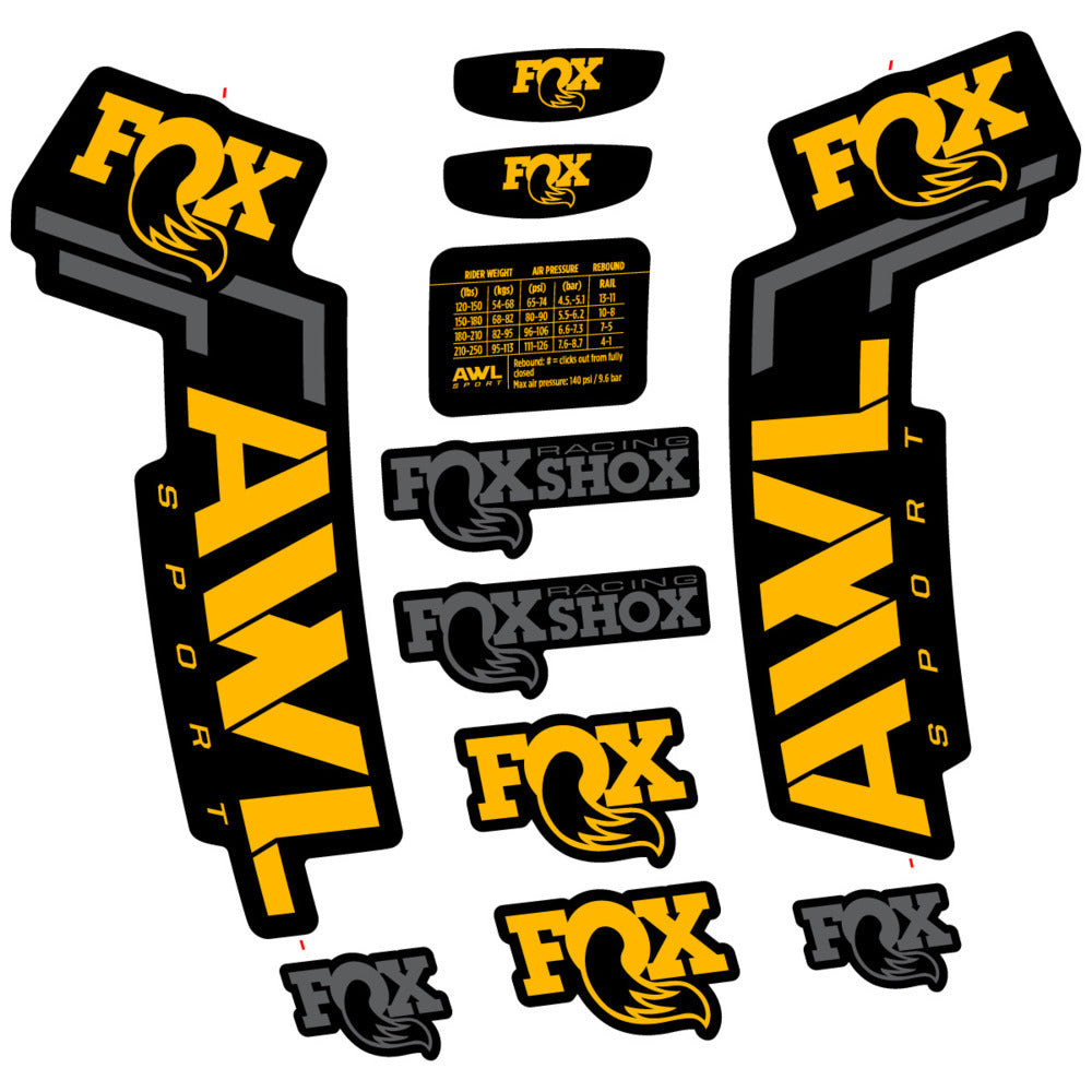 Stickers Compatible Decal Fox AWL Sport 2025 compatibles - Autocollants fourche VTT