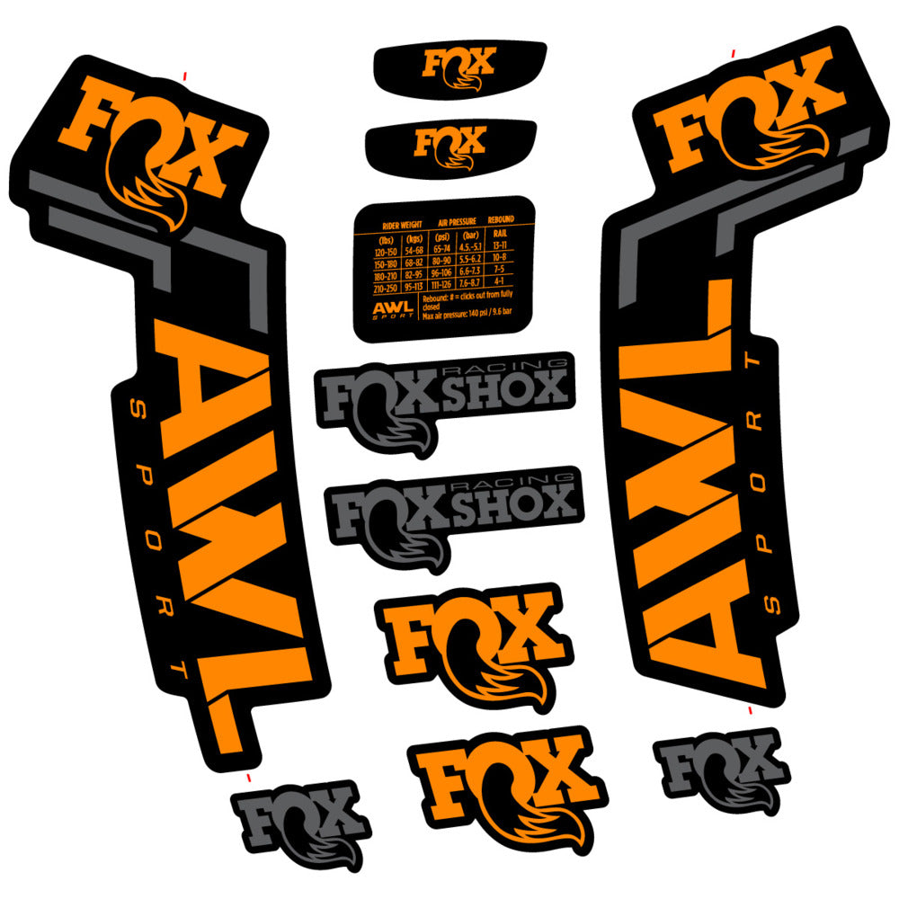 Stickers Compatible Decal Fox AWL Sport 2025 compatibles - Autocollants fourche VTT