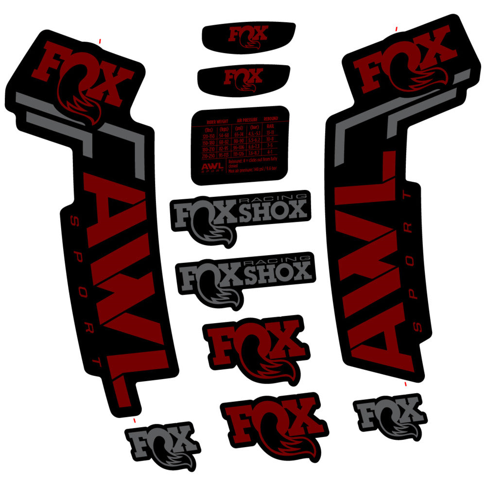 Stickers Compatible Decal Fox AWL Sport 2025 compatibles - Autocollants fourche VTT