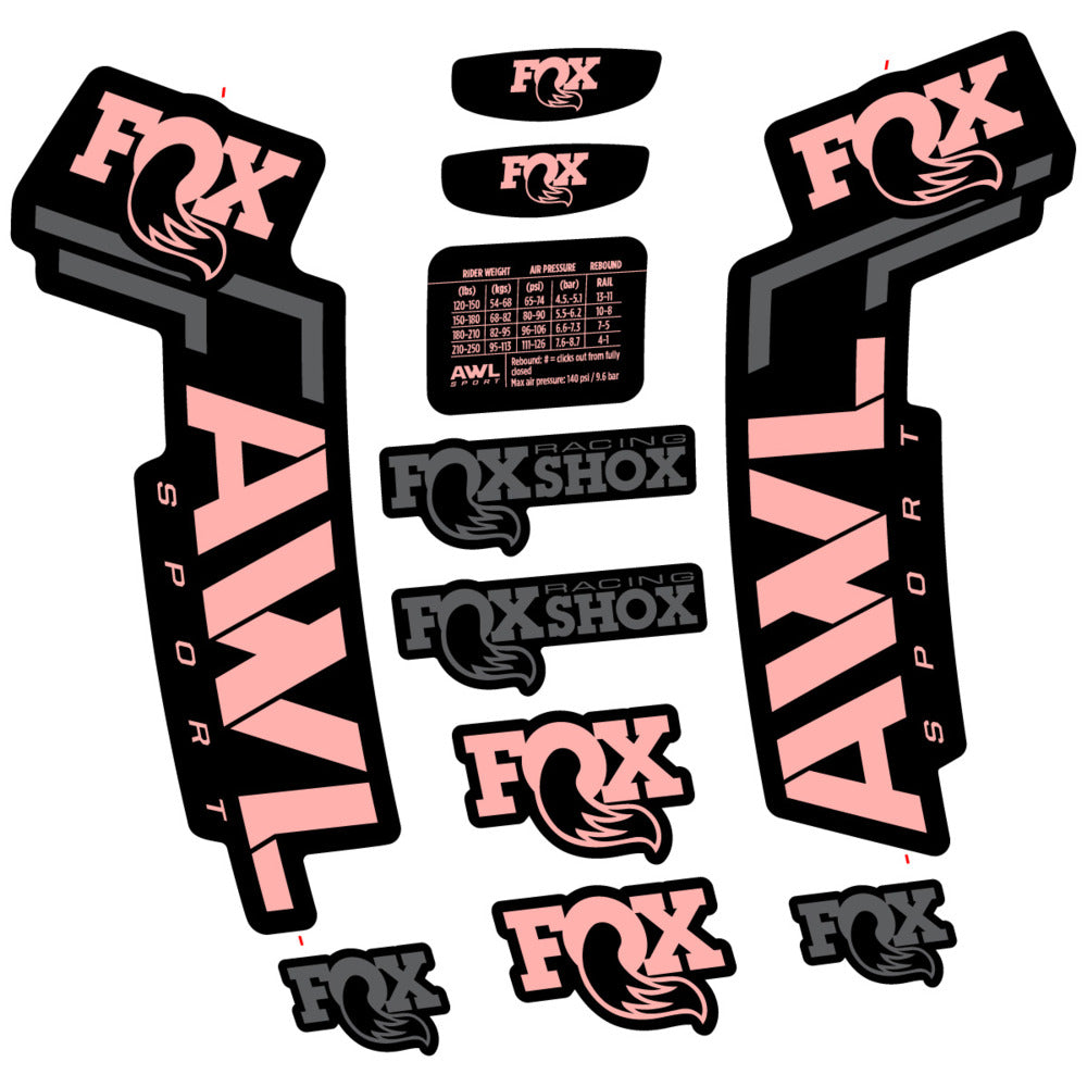 Stickers Compatible Decal Fox AWL Sport 2025 compatibles - Autocollants fourche VTT