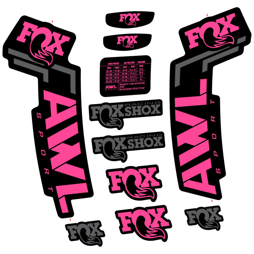 Stickers Compatible Decal Fox AWL Sport 2025 compatibles - Autocollants fourche VTT