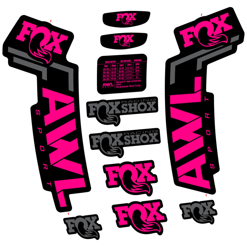 Stickers Compatible Decal Fox AWL Sport 2025 compatibles - Autocollants fourche VTT