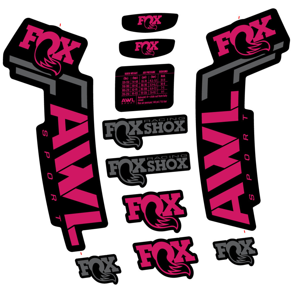 Stickers Compatible Decal Fox AWL Sport 2025 compatibles - Autocollants fourche VTT