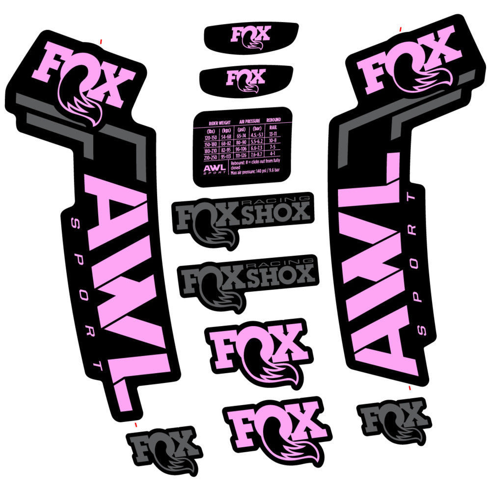 Stickers Compatible Decal Fox AWL Sport 2025 compatibles - Autocollants fourche VTT